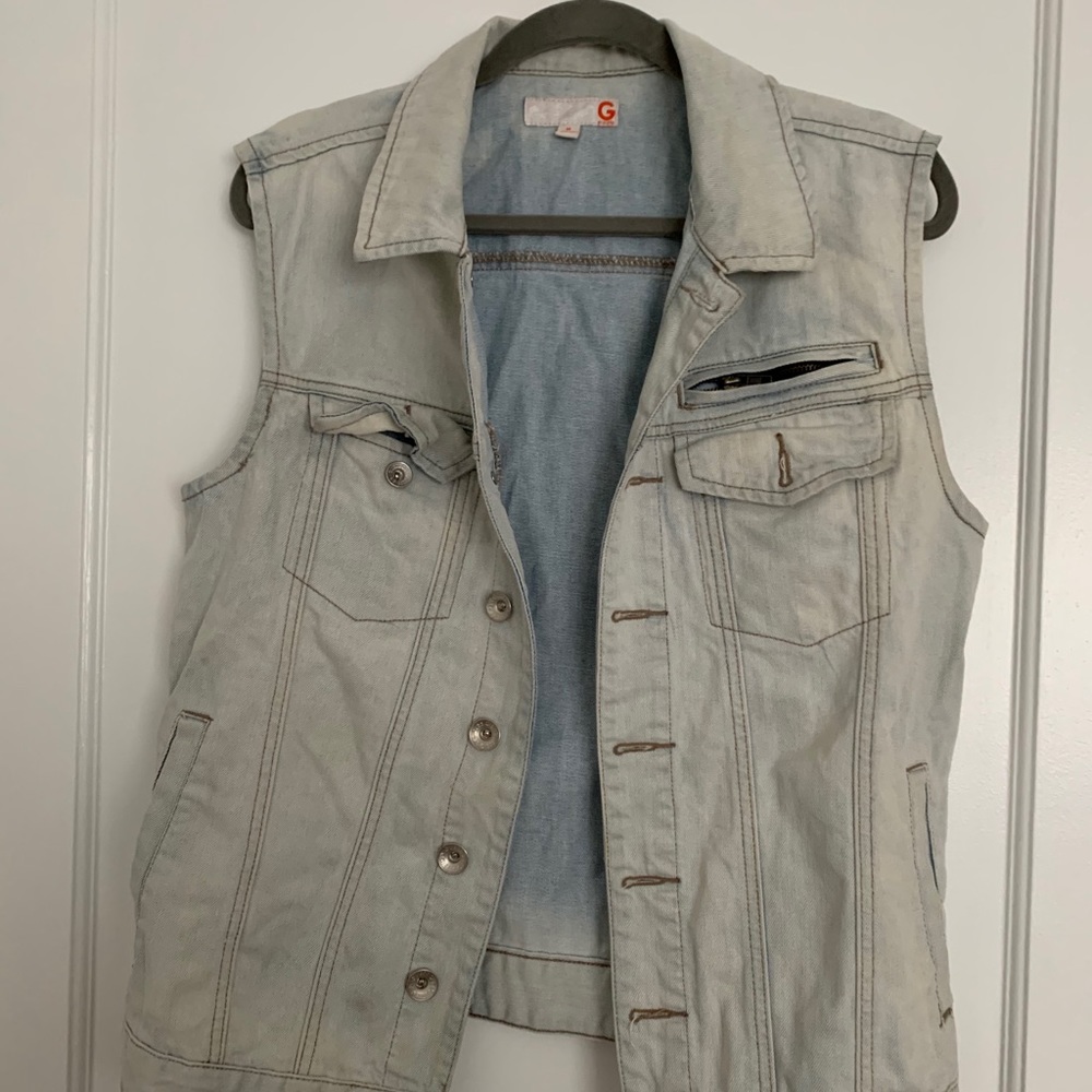 Light wash denim vest
